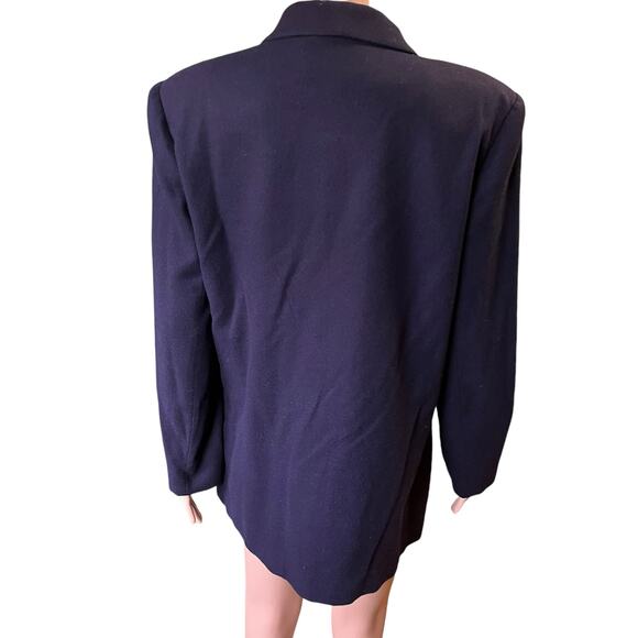 Sag Harbor Vintage Wool Blazer 10 Navy Blue Academia Career Business Preppy Boxy - Picture 3 of 5